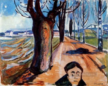  lane Painting - the murderer in the lane 1919 Edvard Munch Expressionism